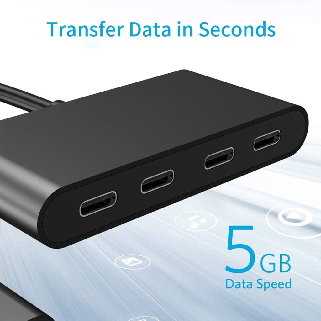 Zeiwohndc USB C Hub for Laptop 4 Ports Type C Splitter Data Transfer Only Aluminum Alloy