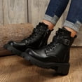 thumbnail image 3 of NECHOLOGY Botas Mujer Adulto Femenino Zapatos Botines para mujer Botas Mujer/Invierno Botas De Moto Estilo Británico Suela Gruesa Hebilla De Cinturón Botas Retro Botas Grandes (Black, 6.5), 3 of 7