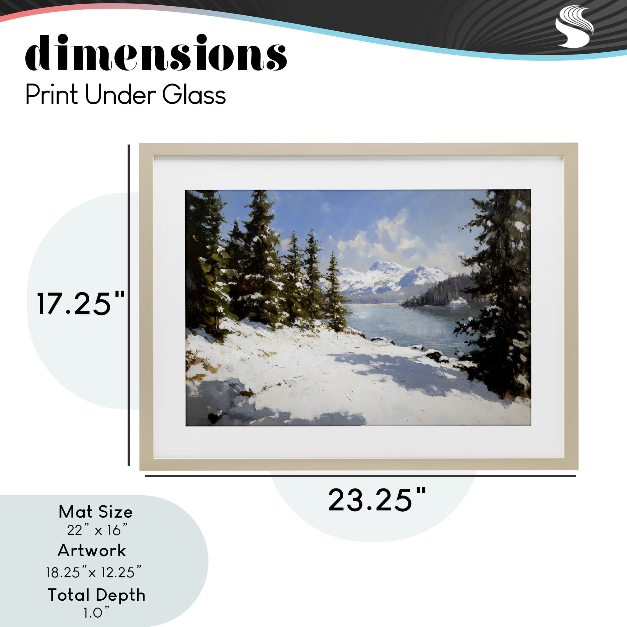 Way Up North Landscape Birch Framed Print Under Glass, design by Petal Prints Design