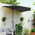 thumbnail image 2 of Outsunny 9.8ft Half Umbrella Patio Parasol Sun Shade, Crank Handle, Grey, 2 of 10