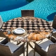 thumbnail image 6 of Orange Pumpkins Fall Round Tablecloth, Fitted Table Cover with Elastic for 45"-54" Round Tables, Plaid Thanksgiving Leaves Floral Table Cloth Outdoor Indoor Dinning Party Waterproof Tablecloths, 6 of 7