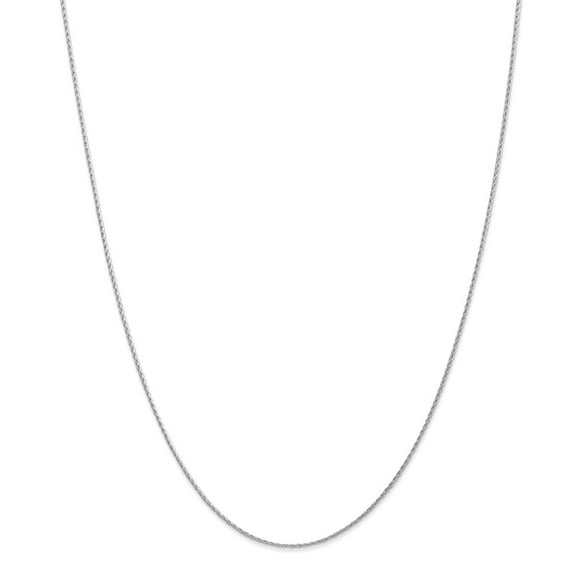 Solid 14k White Gold 1.00mm Parisian Wheat Chain Necklace 24" - with Secure Lobster Lock Clasp