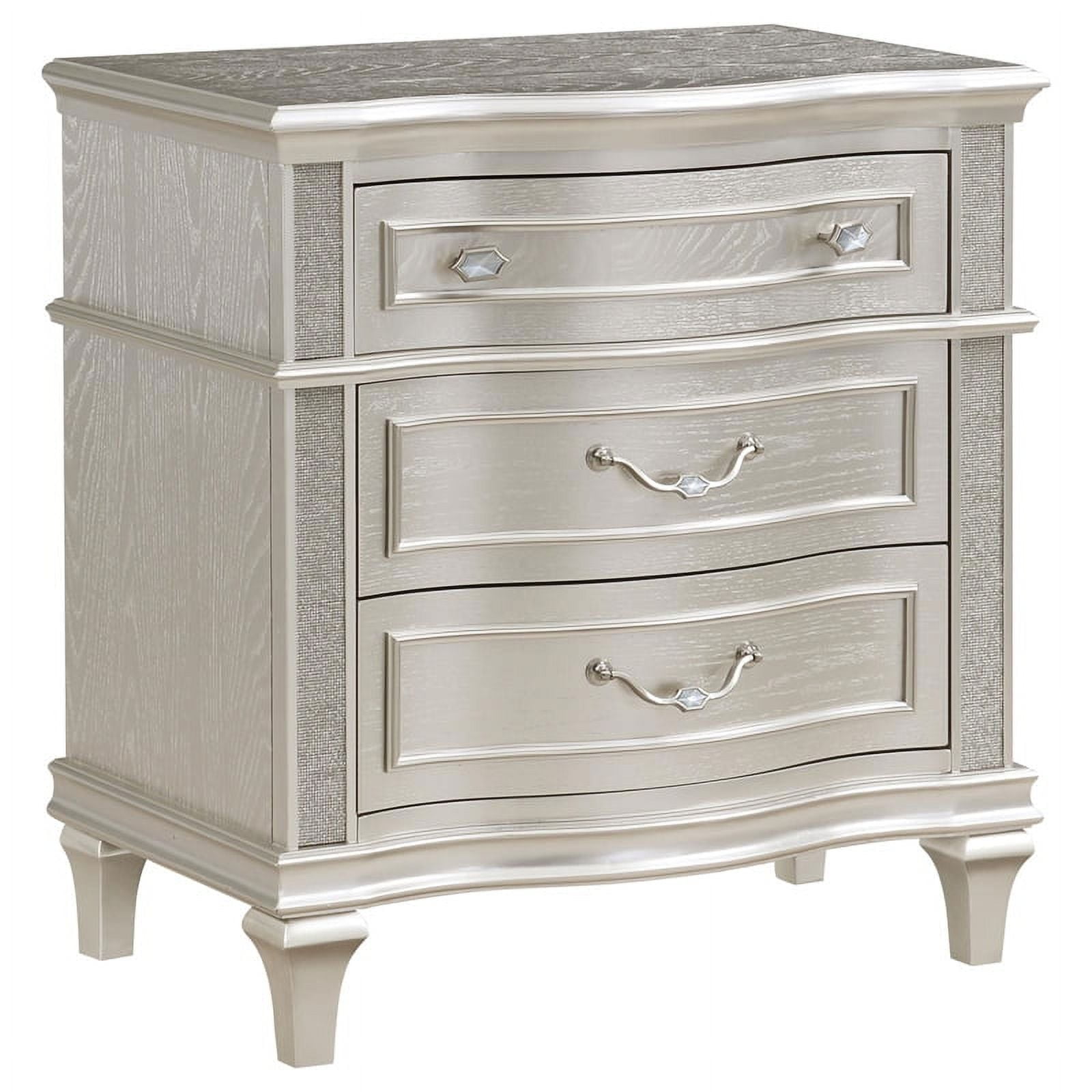 Coaster Company Evangeline 4-Piece Glam Upholstered Queen Bedroom Set, Silver