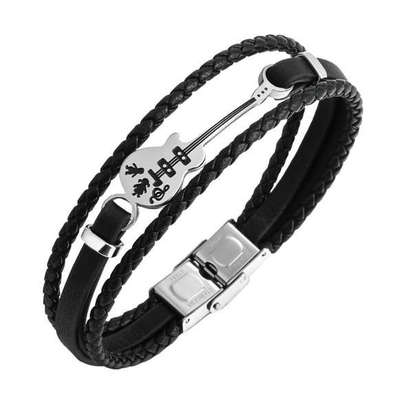Pulsera de cuero para hombre, muñequera trenzada, brazalete musical, cuerda de trino, regalo punk para San Valentín