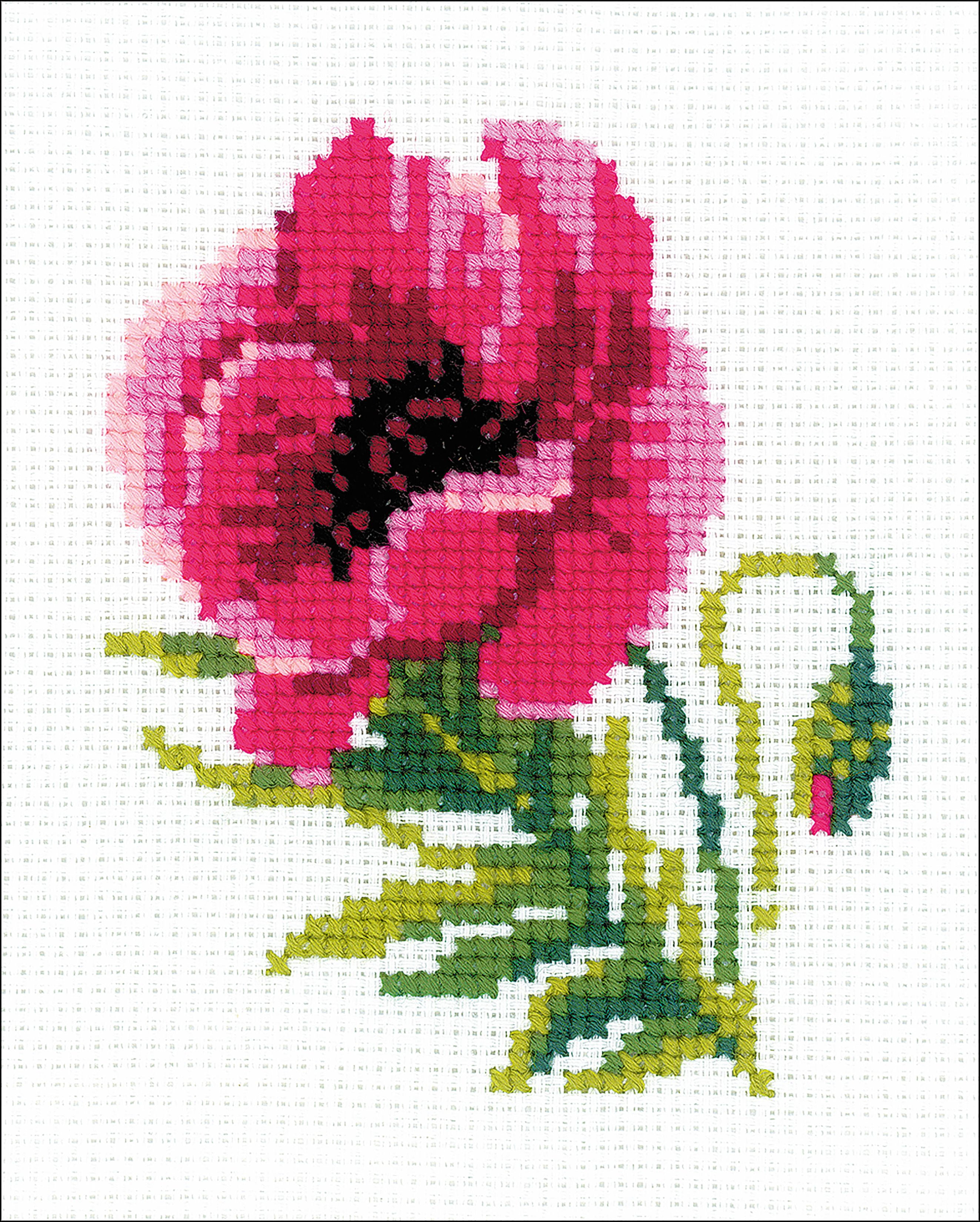 RIOLIS Counted Cross Stitch Kit 5"X6.25"Pink Poppy (10 Count