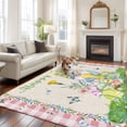 thumbnail image 2 of Easter Area Rugs 8'x10', Washable Small Throw Rugs for Living Room Patio, Country Gnomes Duck Floral Eggs Pink Buffalo Check Indoor Outdoor Rug Non-Slip Low Pile Carpet Runner Reversible Floor Mats, 2 of 8