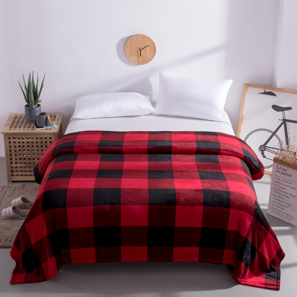 Mainstays Super Soft Plush Blanket, King, Red Plaid