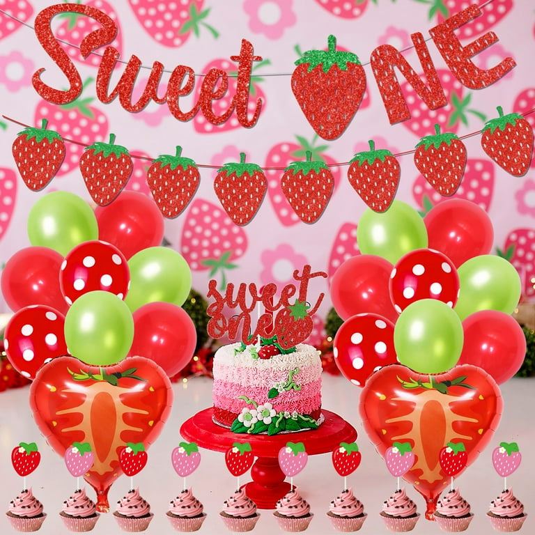 12 Strawberry Party Straws, Pink and Red Strawberry Party Decor/paper  Straws/ Berry Sweet/ Baby Shower/ Berry 1st Birthday 