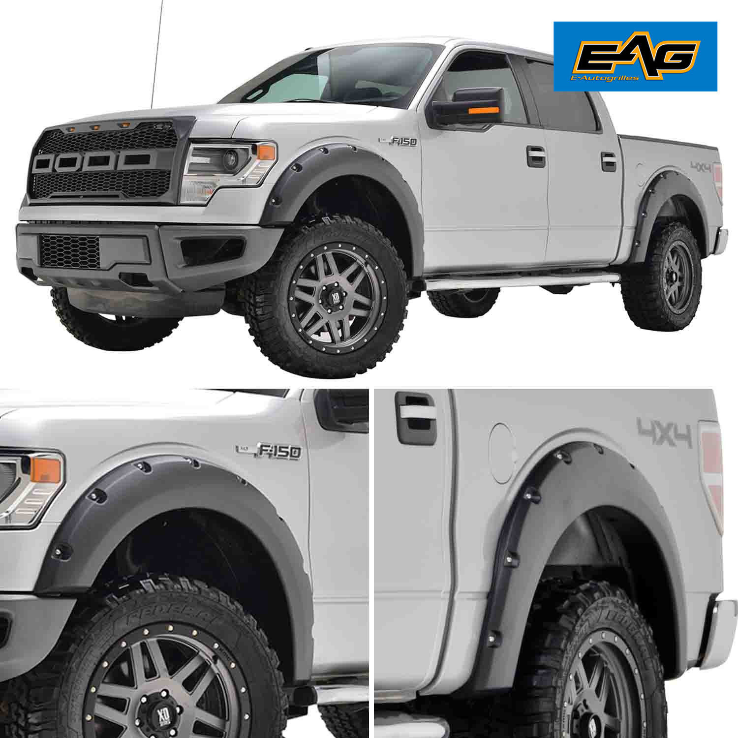 EAG Bolt on Style Fender Flares in Black Textured fits 0915 Ford F