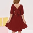 thumbnail image 5 of CCRFTGI Summer Dresses for Child Girls Size 7 Casual Dress Tie Backless Square Neck Ruffle Elastic Waist Party A-Line Mini Dress Deep Red 9-10 Years, 5 of 5