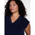 thumbnail image 4 of Terra & Sky Women's Plus Ribbed Sleeveless V Neck Sweater Top, Sizes 0X-5X, 4 of 5