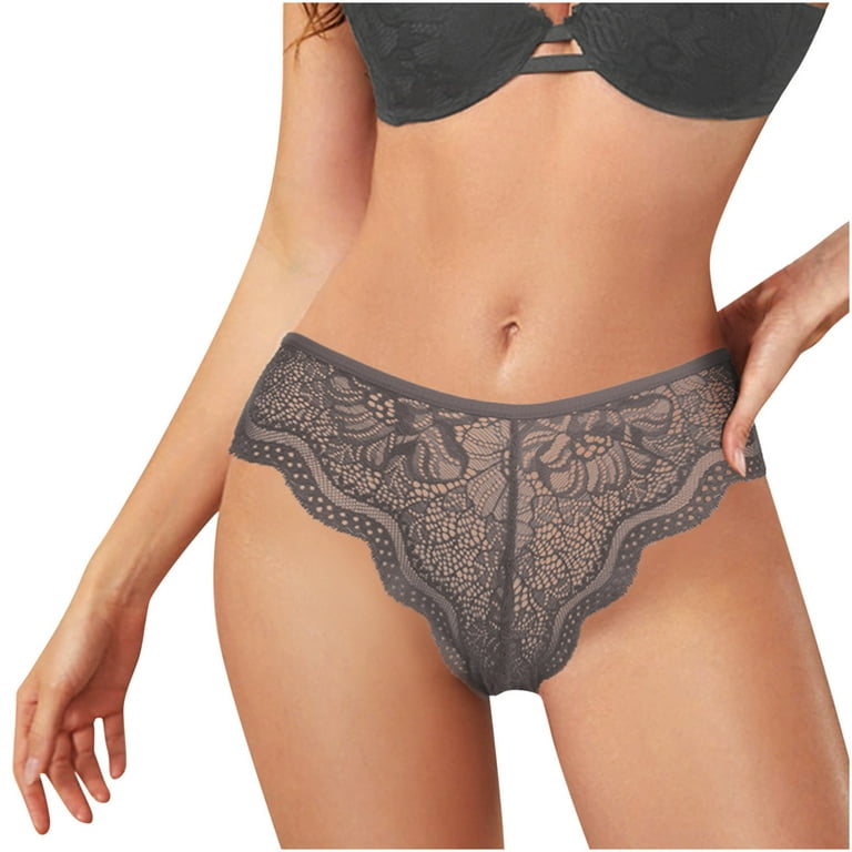 5 Pack G-string Thongs For Women Sexy Lace Low Rise Underwear For Ladies No  Show T-back Tanga Panties, Gray, L