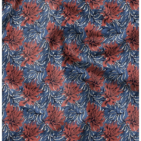 Soimoi Pure Silk Blue Fabric By the Yard - 42 Inch Wide - Florals Print Fabric - Elegant and Timeless Patterns for Fashion and Home Decor Printed Fabric
