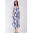 thumbnail image 5 of Floral Print Sleeveless Self-tie Wide Wrap Front Ruffle Hem Side Slit Detail Midi Dress S, 5 of 6
