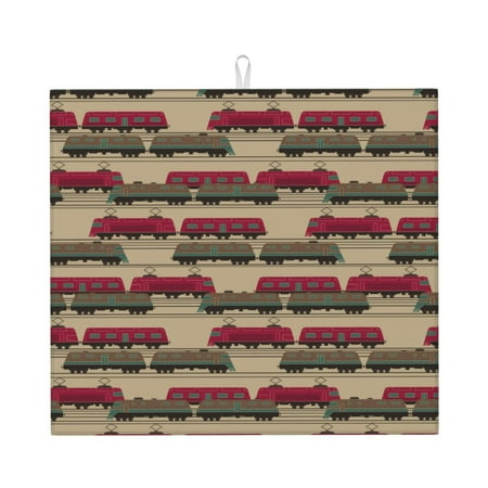 

Dish Drying Mats for Kitchen Counter - Modern Train Pattern 16x18In Anti-Slip Absorbent Microfiber Drying Mat for Kitchen Counter Mat Dish Rack Mat with Hanging Loop