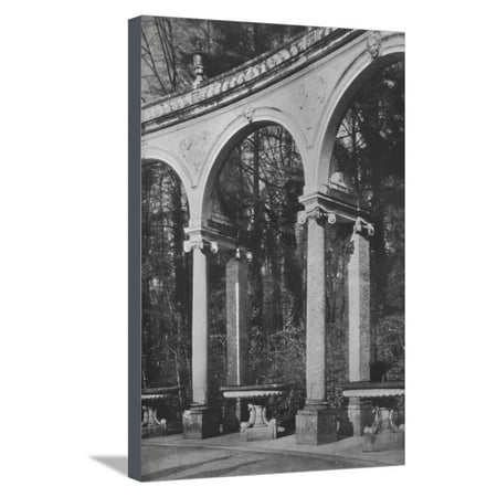 Cd Clarence Fountain - Detail of colonnade and fountains, Temple of Music, Versailles, France, 1924 Stretched Canvas Print Wall Art