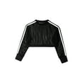 thumbnail image 2 of Yruioon Kids Girls Mesh Long Sleeve Crop Top for Workout Gymnastic Dance Sports Round Neck Pullover Black 8, 2 of 3