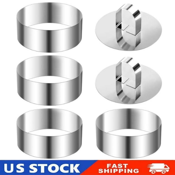4'' Stainless steel Round Pastry Ring/Cake Mold,w/ Pusher & Lifter Cooking Ring