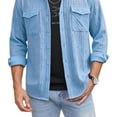 thumbnail image 5 of YueHuiYing Men's Solid Color Long Sleeve Button Down Shirt With Chest Pockets Casual Collared Cardigan Style Top For Daily Wear And Outdoor Activities, 5 of 5