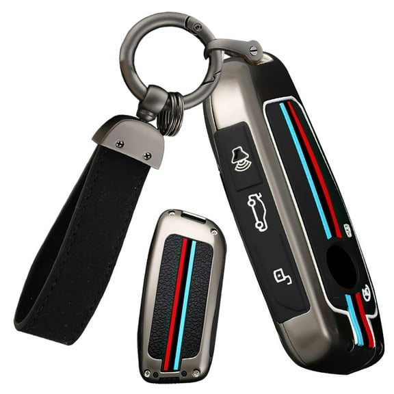 5-Button Key Fob Cover Fit for BMW 2023 2024 Key Remote,Metal Car Key Case Silicone Key Protector Fit for BMW X1 X2 X5 X6 X7 2023,Stylish Key Holder for 3-Series 7-Series 2023 2024