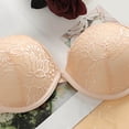 thumbnail image 4 of GEWSEY Womens Comfort Bra Lace Embroidery Full-Coverage Push-Up Bralette Light Shapewear Bras for Everyday Wear (Beige, 26B), 4 of 7
