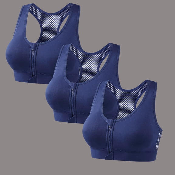 Neewe 3PCWomen's Women's Zip Front Sports Bra Wireless Post-Surgery Bra Active Yoga Sports Bras