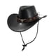 thumbnail image 5 of Sombrero de vaquero occidental para adultos, accesorios de disfraces hechos a mano con correa para la barbilla para Negro, 5 of 9