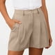 thumbnail image 4 of Pantalones Cortos de Ajuste Suelto para Mujeres Moda Casual Alta Cintura de Lino Mezcla Pantalones Cortos con Bolsillos, Poliéster Suave Recto Sólido Fondo de Verano para Diario, 4 of 6