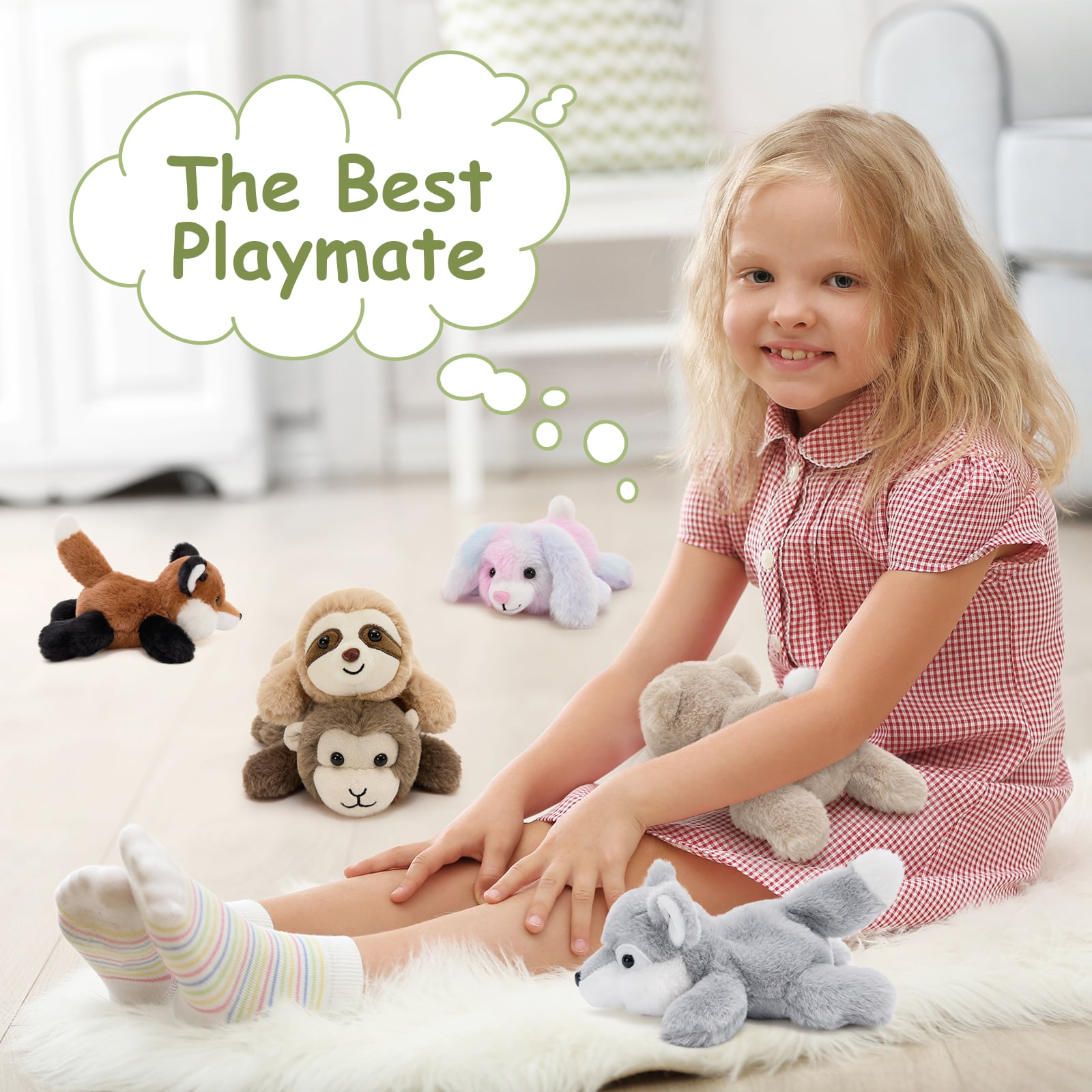 MorisMos 6 Pack Mini Woodland Stuffed Animal in Bulk,7" Weighted Woodland Plush Toys