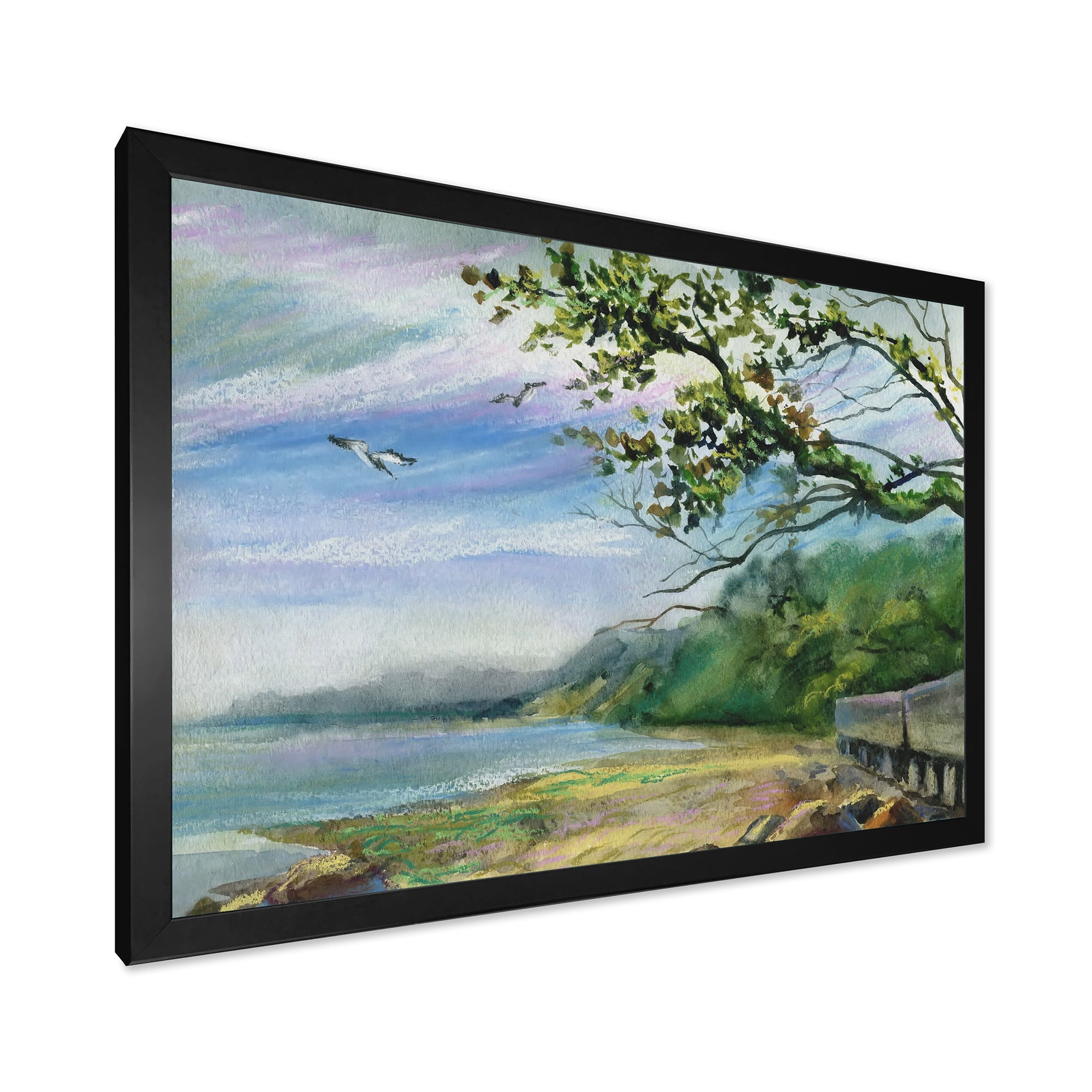 Designart 'Green Coast of The Baltic Sea' Nautical & Coastal Framed Art Print