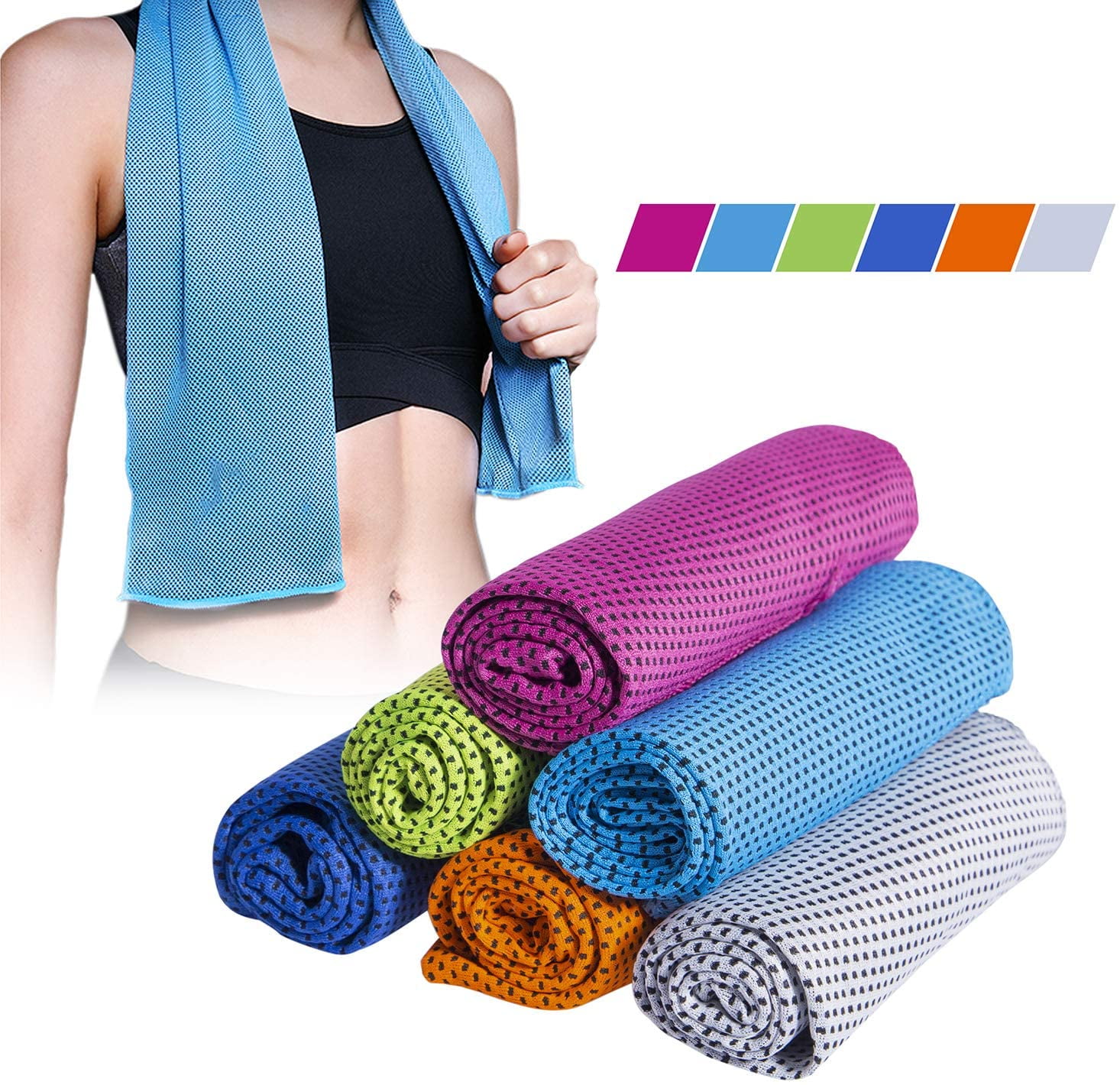 10 Pack Ice Cold Instant Cooling Towel Sport  Running Jogging Gym Yoga Pilates 