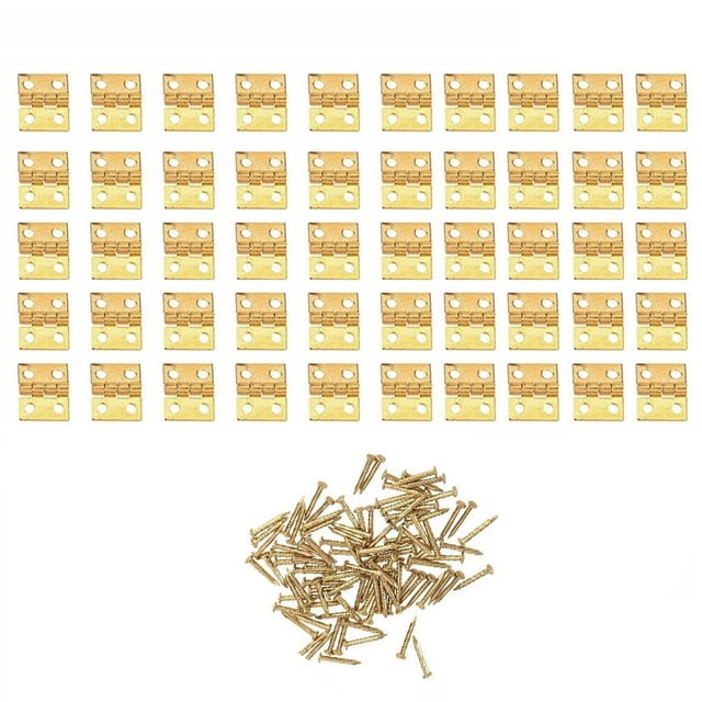 50pcs Brass Hinge For Small Craft Door Box Accessories Silver Gold 8*10mm