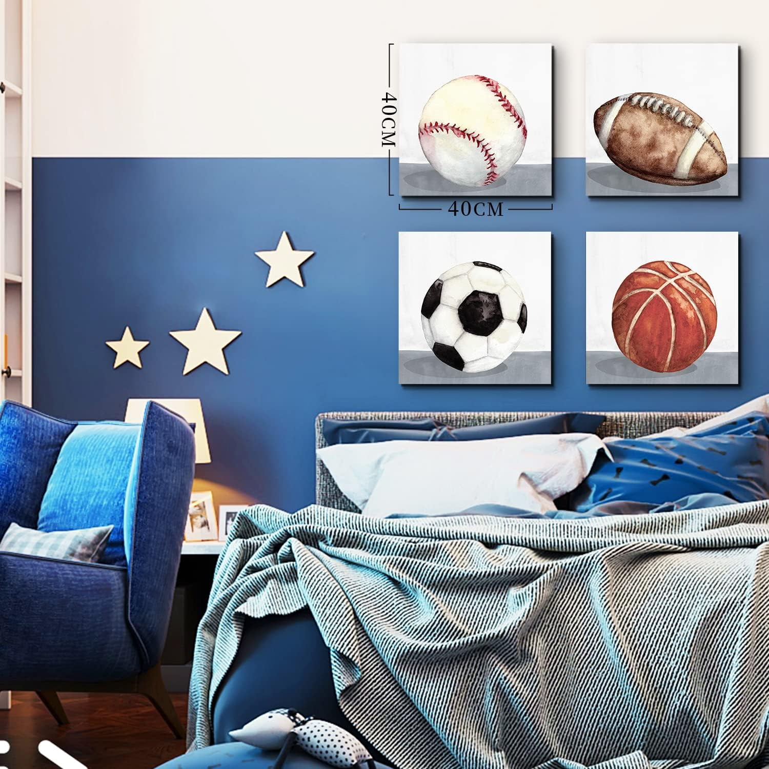 Sports Bedroom Decor for Boys Rustic Sports Themed Basketball Football Wall  Art Kids Baseball Soccer Picture Vintage Balls Painting Baby Nursery Room  Canvas Poster Home Decorations 16x16\, image size:1500x1500