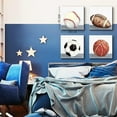 thumbnail image 5 of Sports Decor Rustic Sports Themed Boys Room Decor Basketball Football Wall Art Kids Bedroom Baseball Soccer Picture Vintage Balls Painting Baby Nursery Room Canvas Poster Home Decorations 16x16" 4 Pcs, 5 of 6