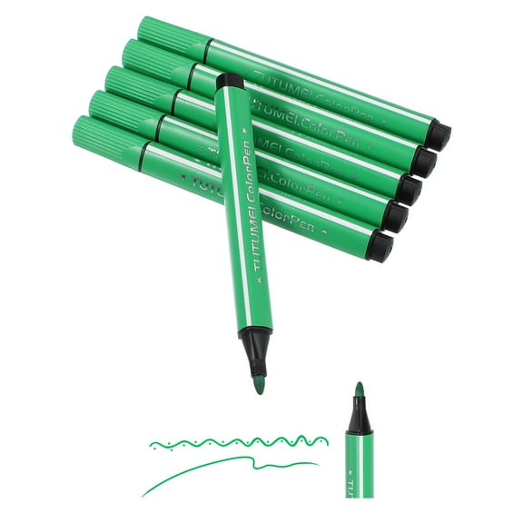 Colored Markers, Green 6 Pack Washable Coloring Markers Water Color Pens