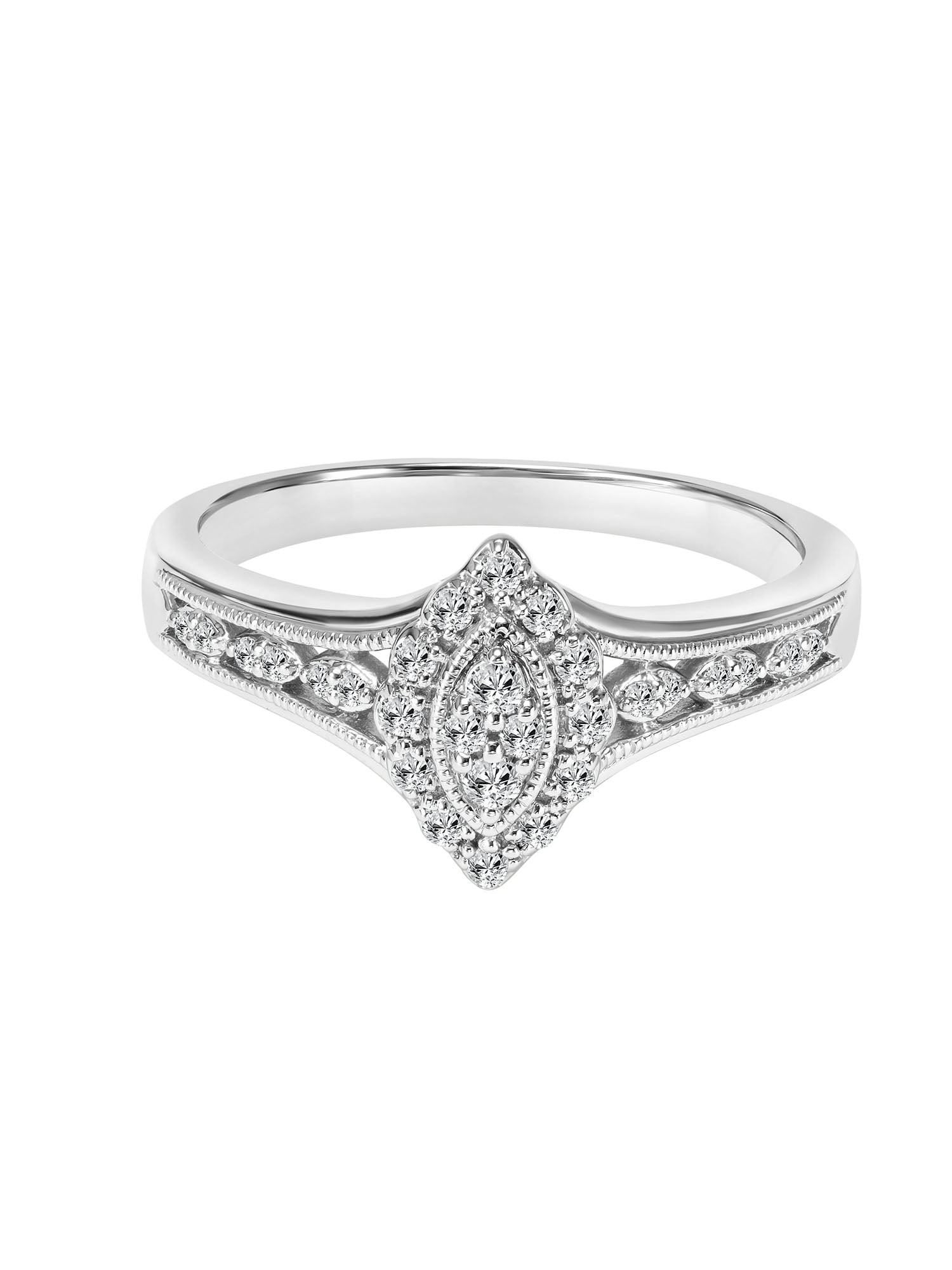 Keepsake 1/5 Carat T.W. Diamond Halo Marquise-Shape 2-Piece Bridal Set in Sterling Silver