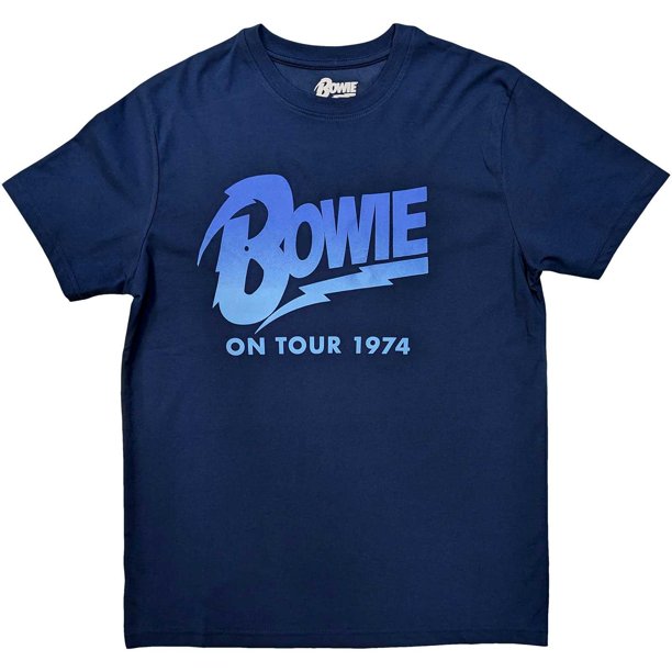 David Bowie - Camiseta On Tour 1974 para Adultos Unisex (Azul Denim)