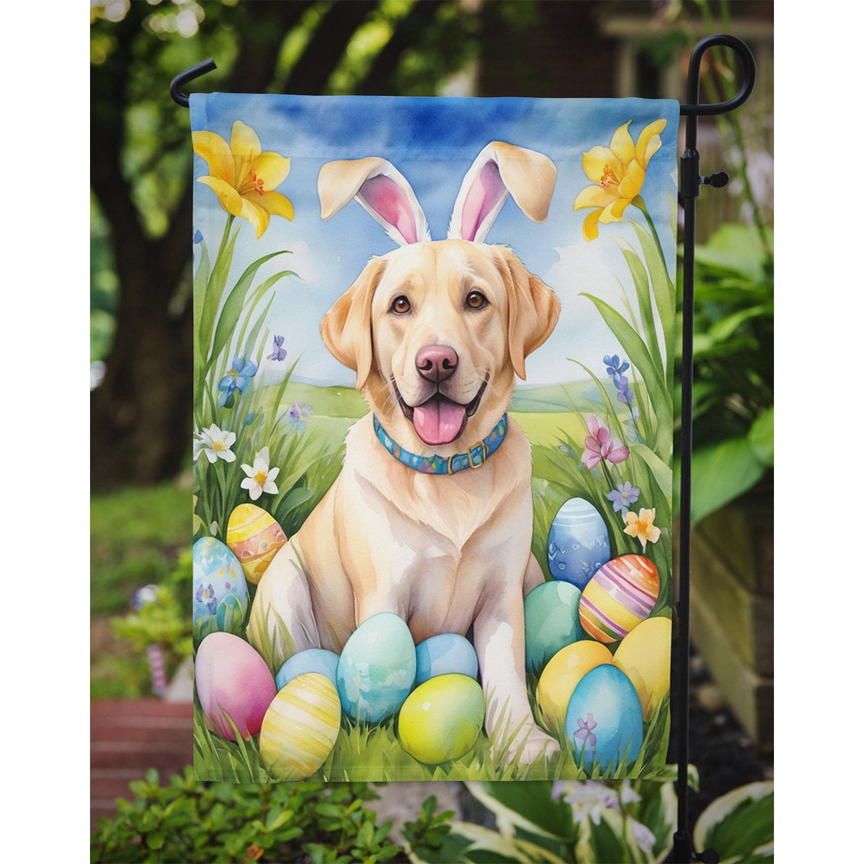 Yellow Labrador Retriever Easter Egg Hunt Garden Flag 11.25 in x 15.5 in