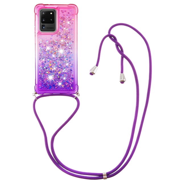 Funda para Samsung Galaxy S20 Ultra 5G Brillantina Líquida Divertida Reluciente y con Cristales en Movimiento Cuerpo Cruzado con Cordón Ajustable
