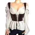 thumbnail image 1 of Sedceaty Ladies Temperament Outfit, Girls Leisure Style Solid Color Tank Top Type Tie Up Corset, V-neck Long Sleeve Single-breasted Shirt, 1 of 2