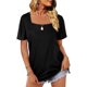 thumbnail image 5 of Camisetas de verano para mujer, estilo informal, con cuello cuadrado y manga corta, 5 of 6