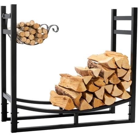 

HollyHOME Heavy Duty Firewood Racks with Kindling Holder 31 Inch Tall Black
