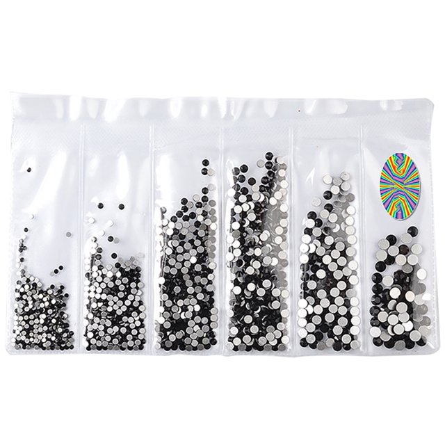 Flatback Rhinestone 6-Size Shiny DIY Round Crystal Gem Flatback Gem for Nail Art