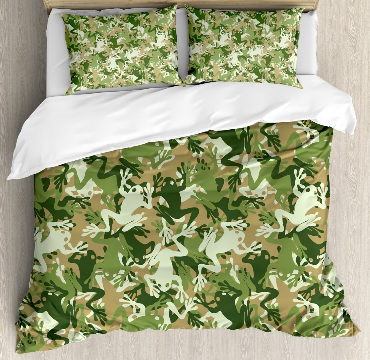 Animal Duvet Cover Set Queen Size, Skull Camouflage Design with Various