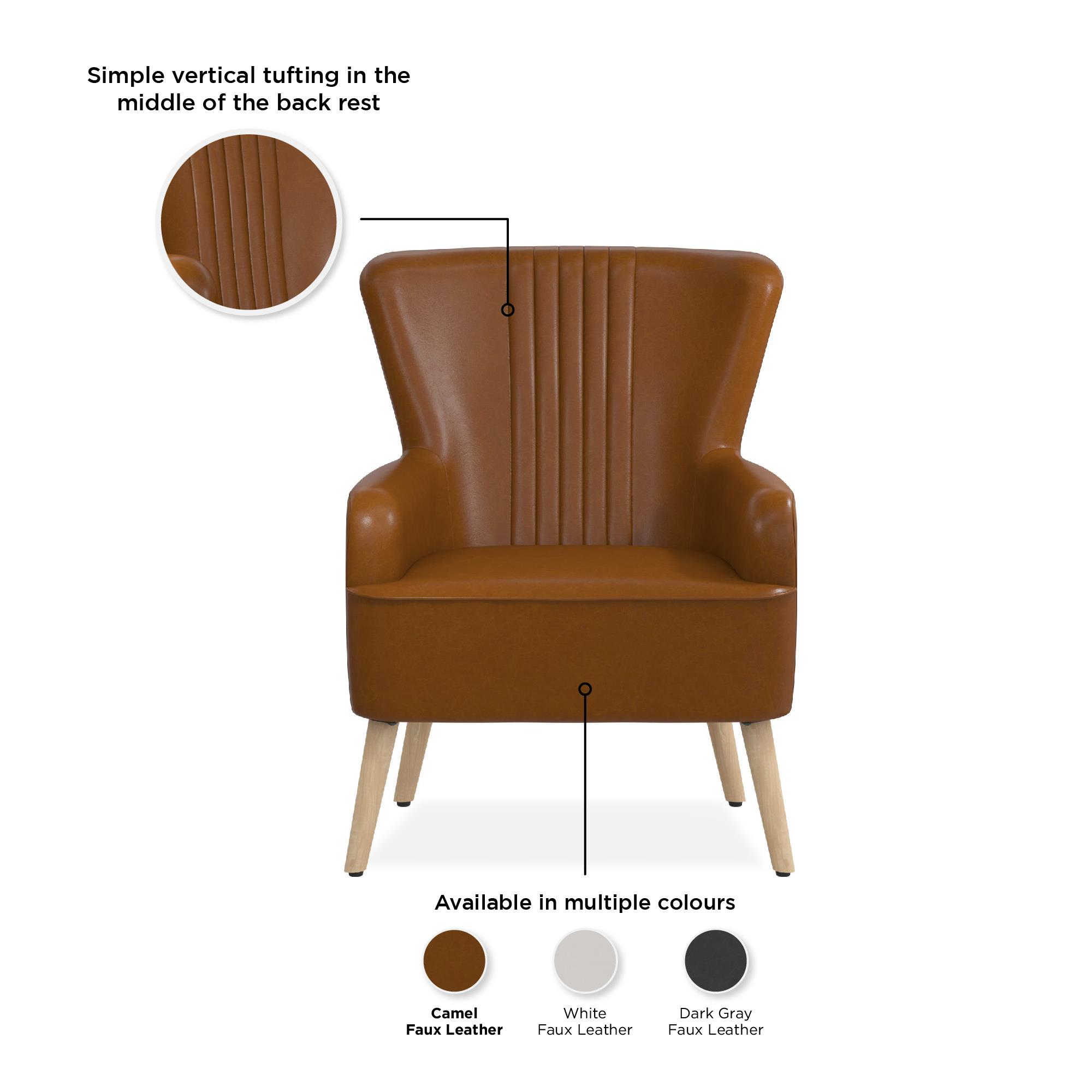 Novogratz William Accent Chair, Camel Faux Leather - image 5 of 15