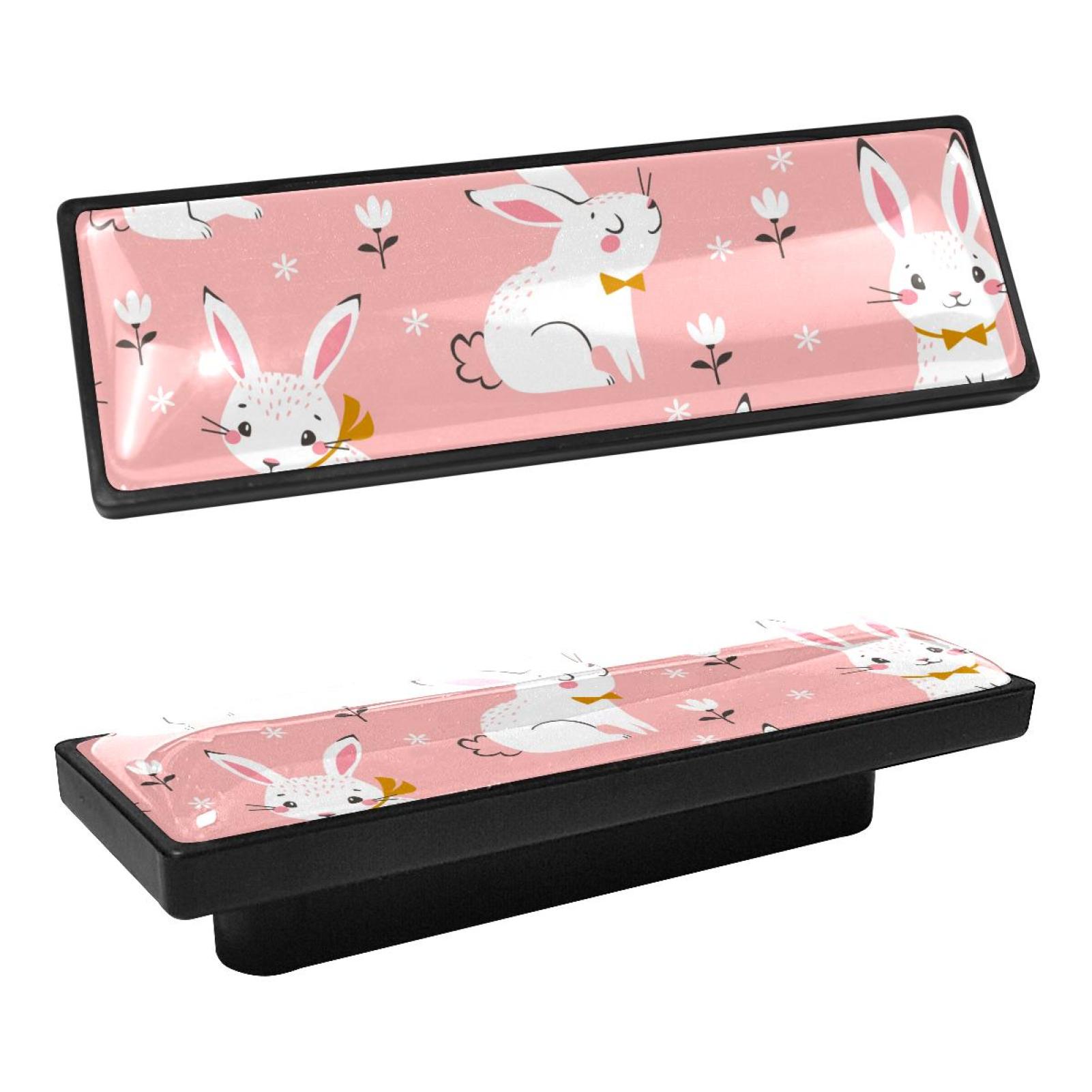 Drawer Lack Rabbit 4 Pcs Rectangle Cabinet Handle Cupboard Knob Drawer Pulls Handle White ...