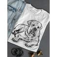 thumbnail image 3 of B&W Mastiff Relaxing T-Shirt Women -Image by Shutterstock, Female Small, 3 of 4