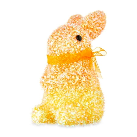 Way To Celebrate Easter Orange & Yellow Ombre Tinsel Bunny Decoration, 7"