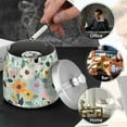 thumbnail image 4 of Yayeee Ashtray with Lid for Cigarette Smokeless Stainless Steel Home Ash Holder, Floral Pattern, 4 of 7