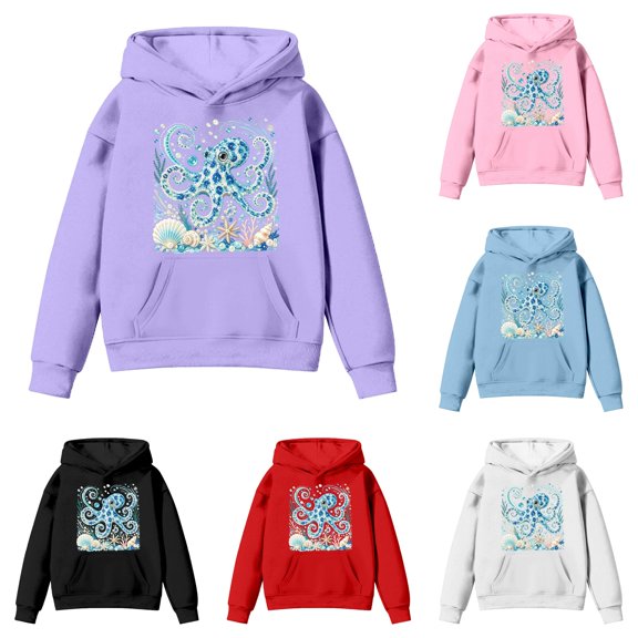 XFeng Kids Pullover Hoodie Casual Long Sleeve Hooded Sweatshirt with Kangaroo Pocket